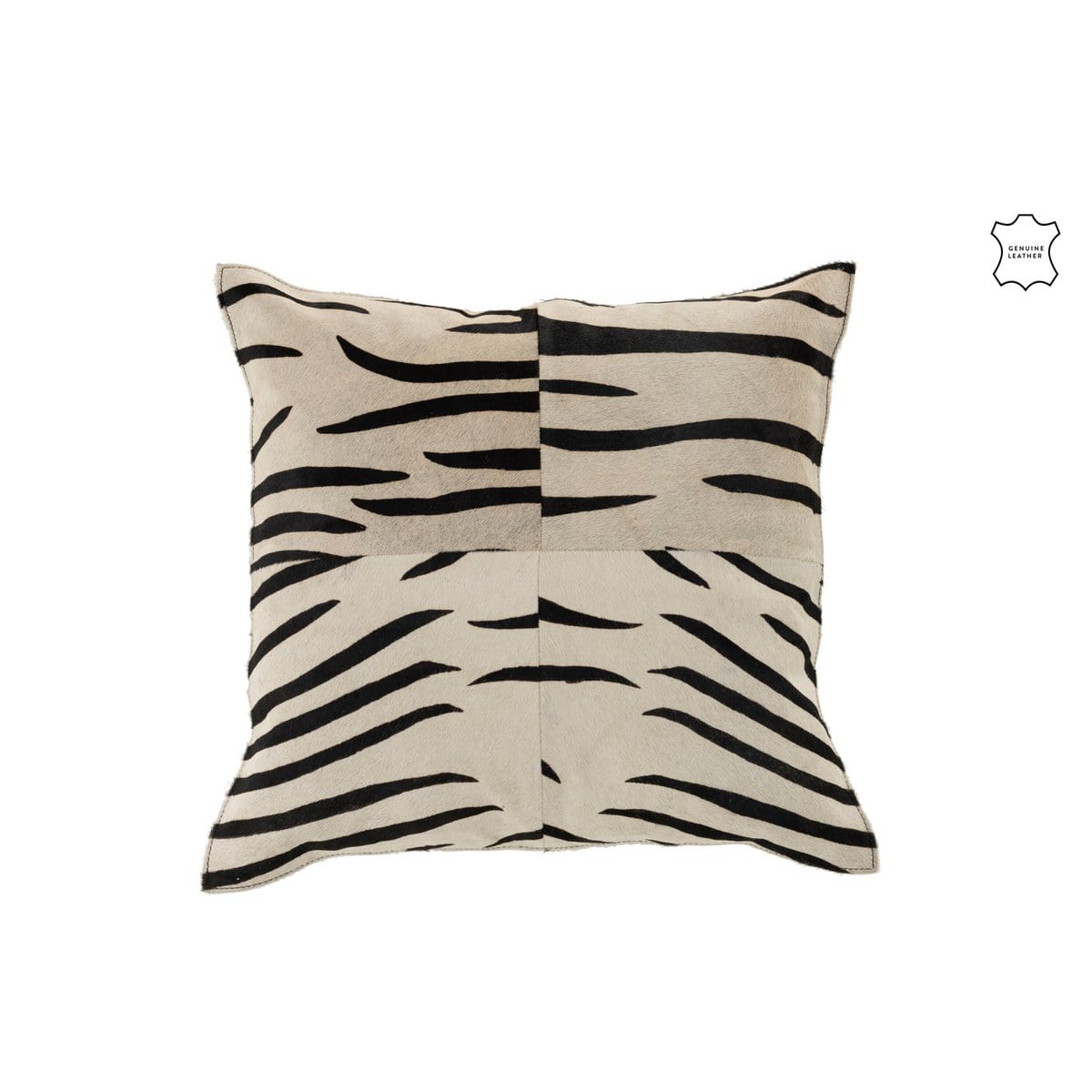 J-Line J-Line kussen Zebra Vierkant - leer - zwart/wit