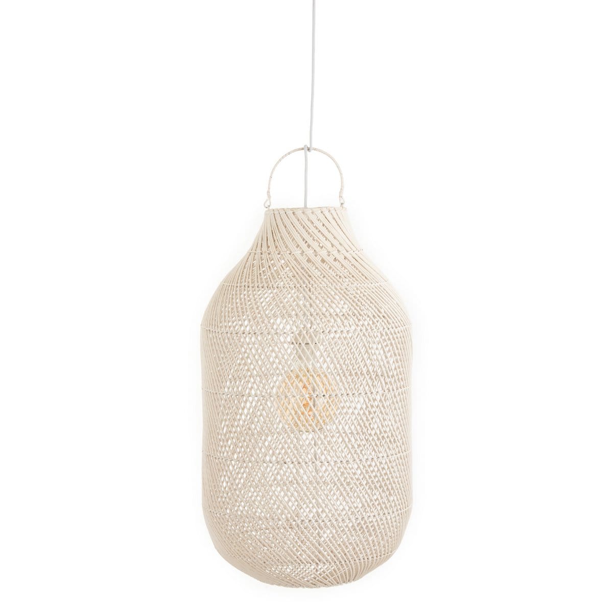 J-Line J-Line lampenkap Cilinder - rotan - wit - extra groot