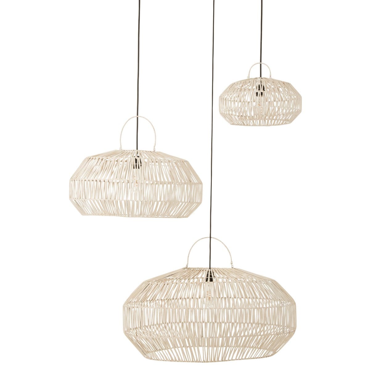 J-Line J-Line lampkap - rotan - wit - 3 stuks