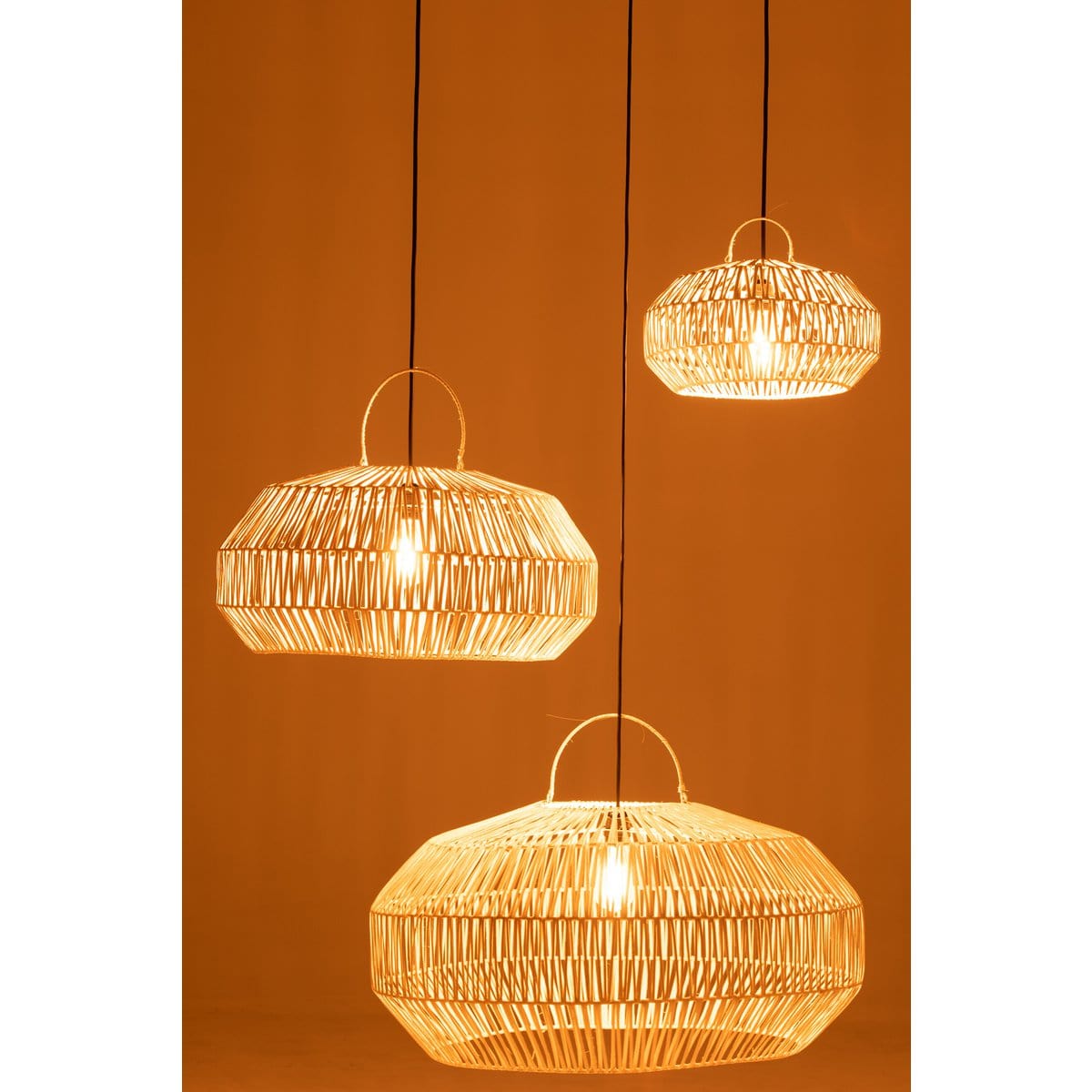 J-Line J-Line lampkap - rotan - wit - 3 stuks