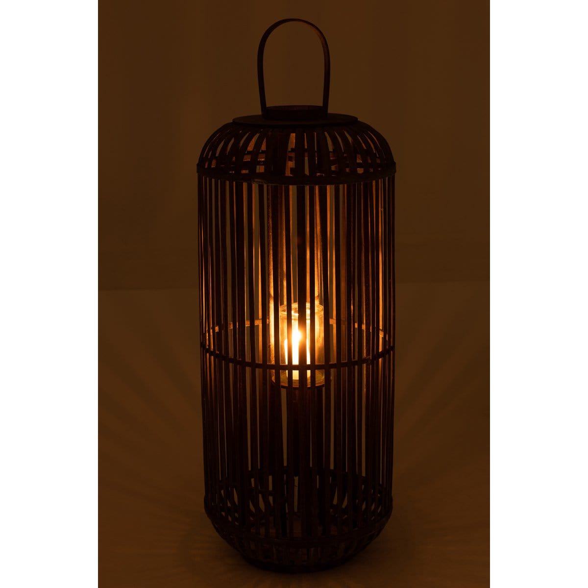 J-Line J-Line lantaarn Cylinder - hout - grijs - large