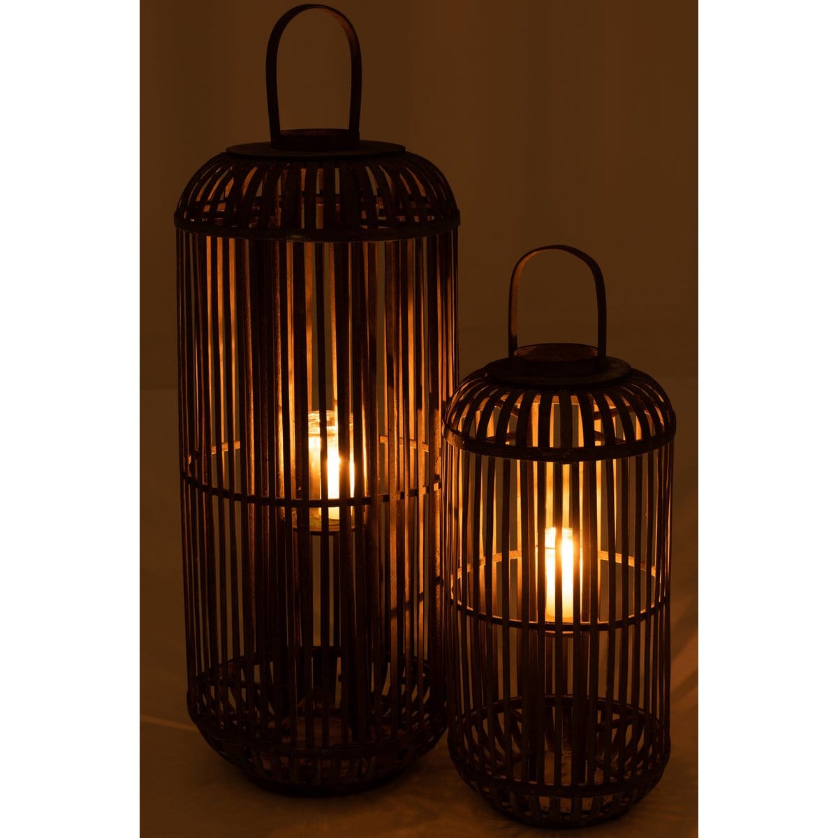J-Line J-Line lantaarn Cylinder - hout - grijs - large