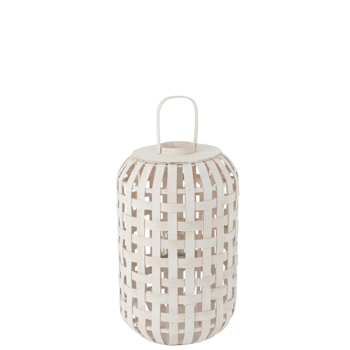 J-Line J-Line lantaarn Cylinder - hout - wit