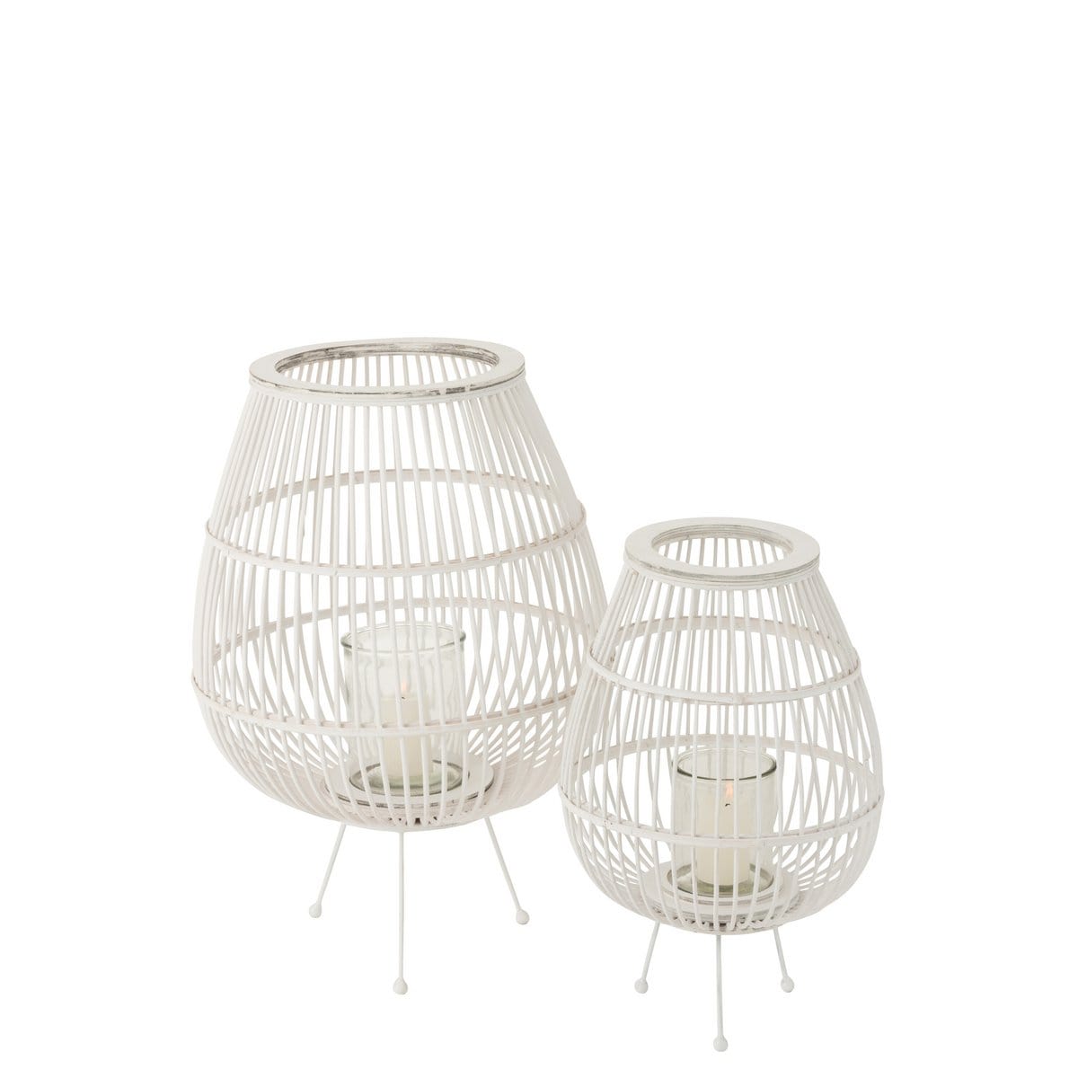 J-Line J-Line lantaarn Daya - hout - wit - large