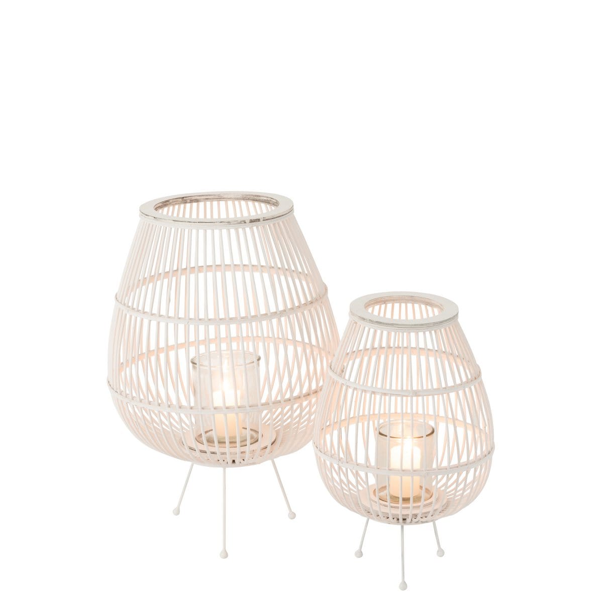 J-Line J-Line lantaarn Daya - hout - wit - large