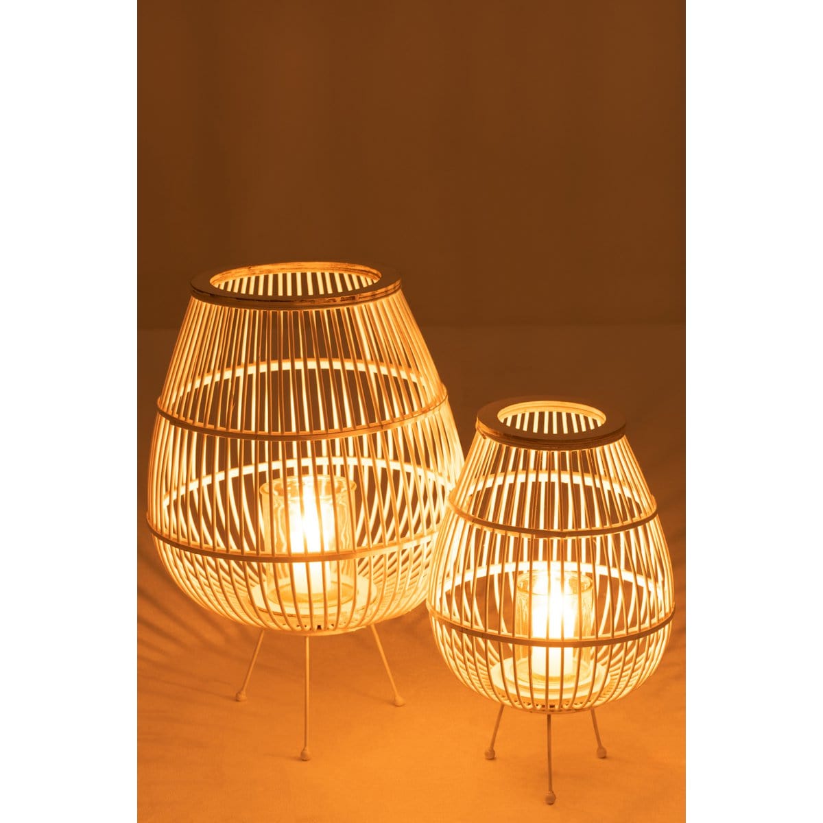 J-Line J-Line lantaarn Daya - hout - wit - large