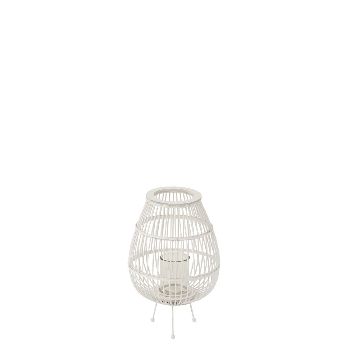 J-Line J-Line lantaarn Daya - hout - wit - small