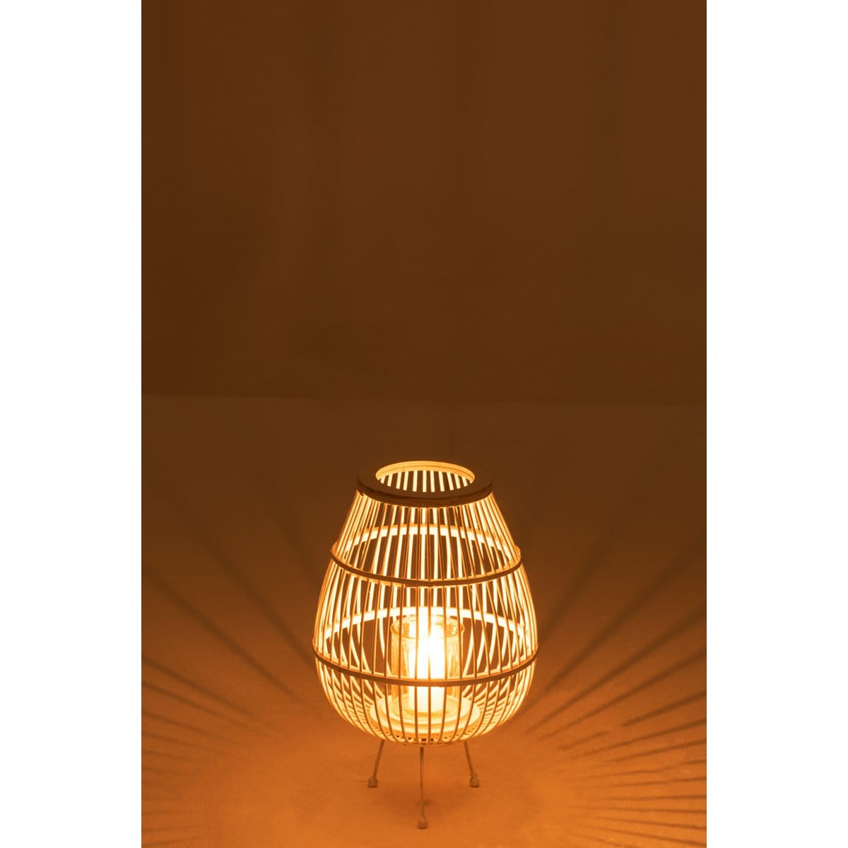 J-Line J-Line lantaarn Daya - hout - wit - small