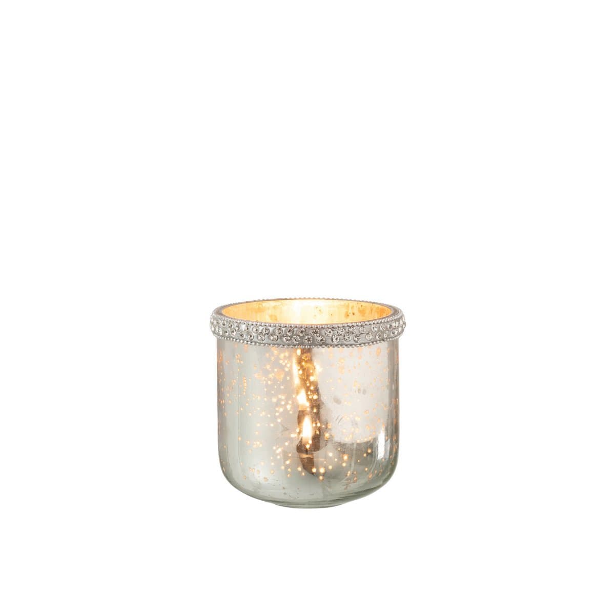 J-Line J-Line lantaarn diamant - glas - zilver - klein - 2 stuks