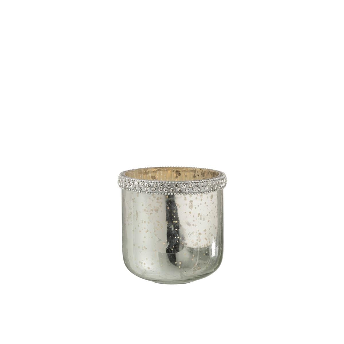 J-Line J-Line lantaarn diamant - glas - zilver - klein - 2 stuks