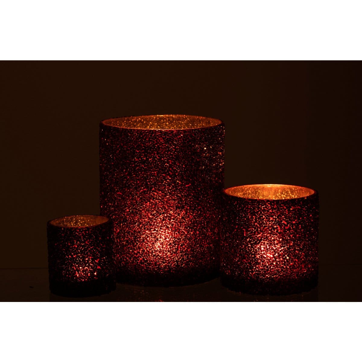 J-Line J-Line lantaarn glitter glas bordeaux groot