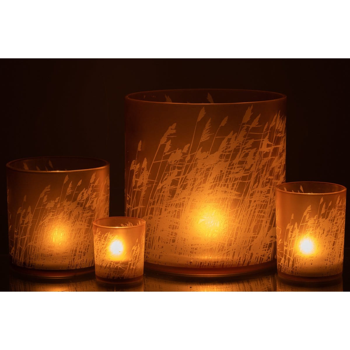J-Line J-Line lantaarn gras - glas - beige - extra groot