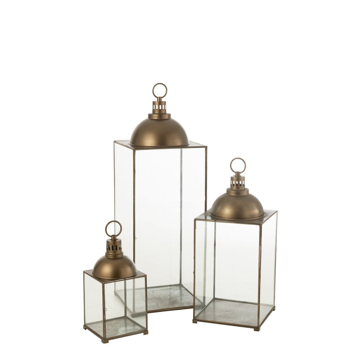 J-Line J-Line lantaarn Hagrid - glas/ijzer - brons - large