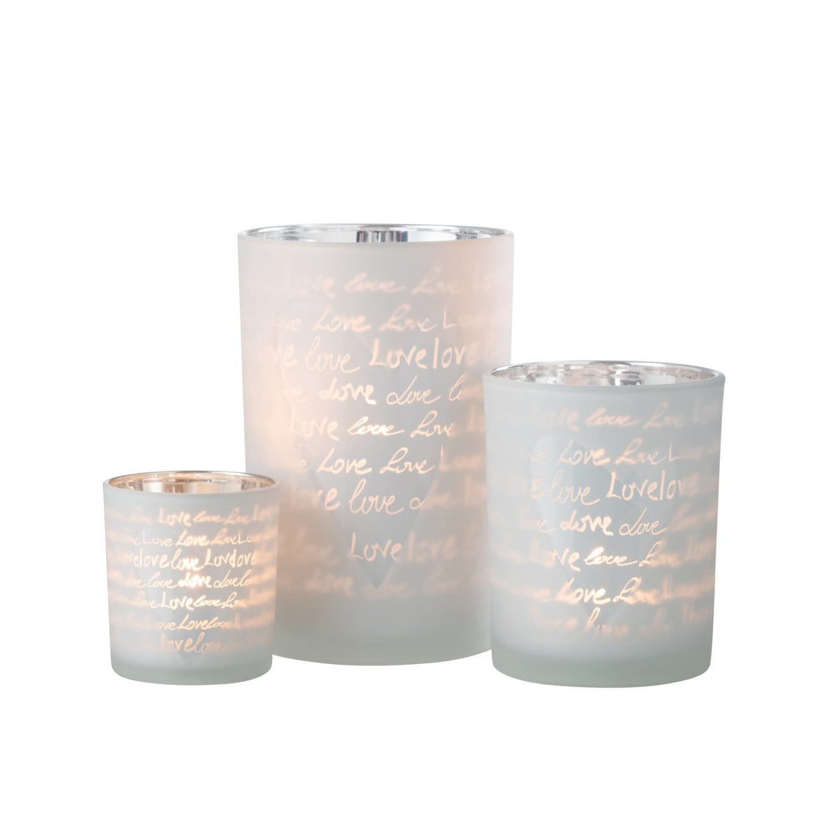 J-Line J-Line lantaarn Love - glas - wit - groot - valentijn cadeautje