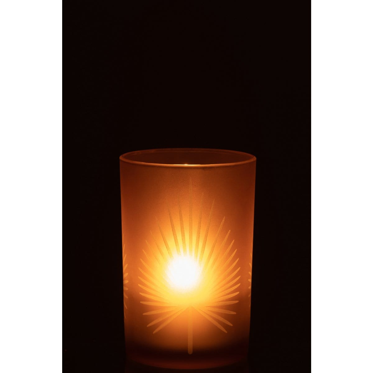 J-Line J-Line lantaarn Palmblad - glas - beige - groot