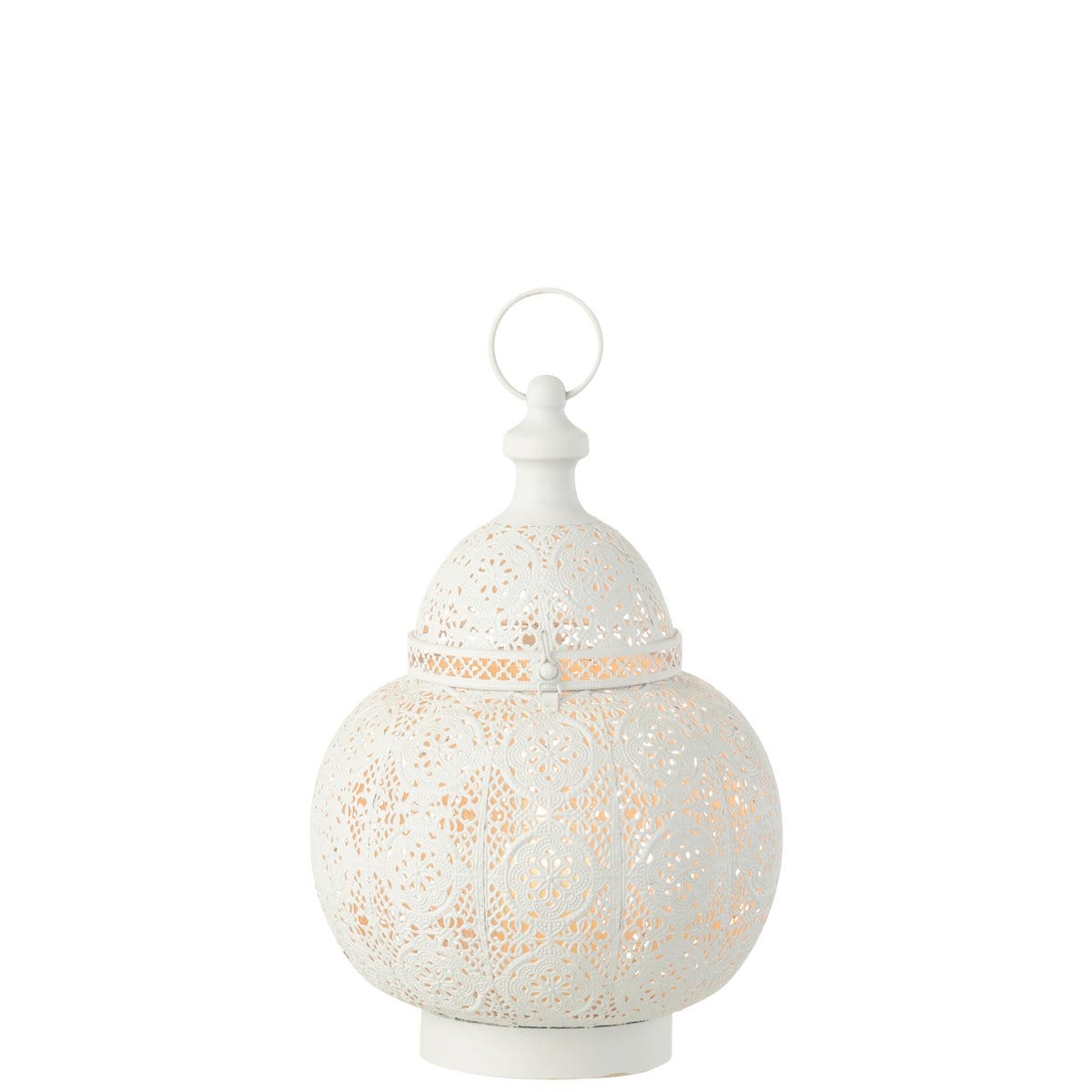 J-Line J-Line lantaarn Rond Oosters - metaal/glas - wit