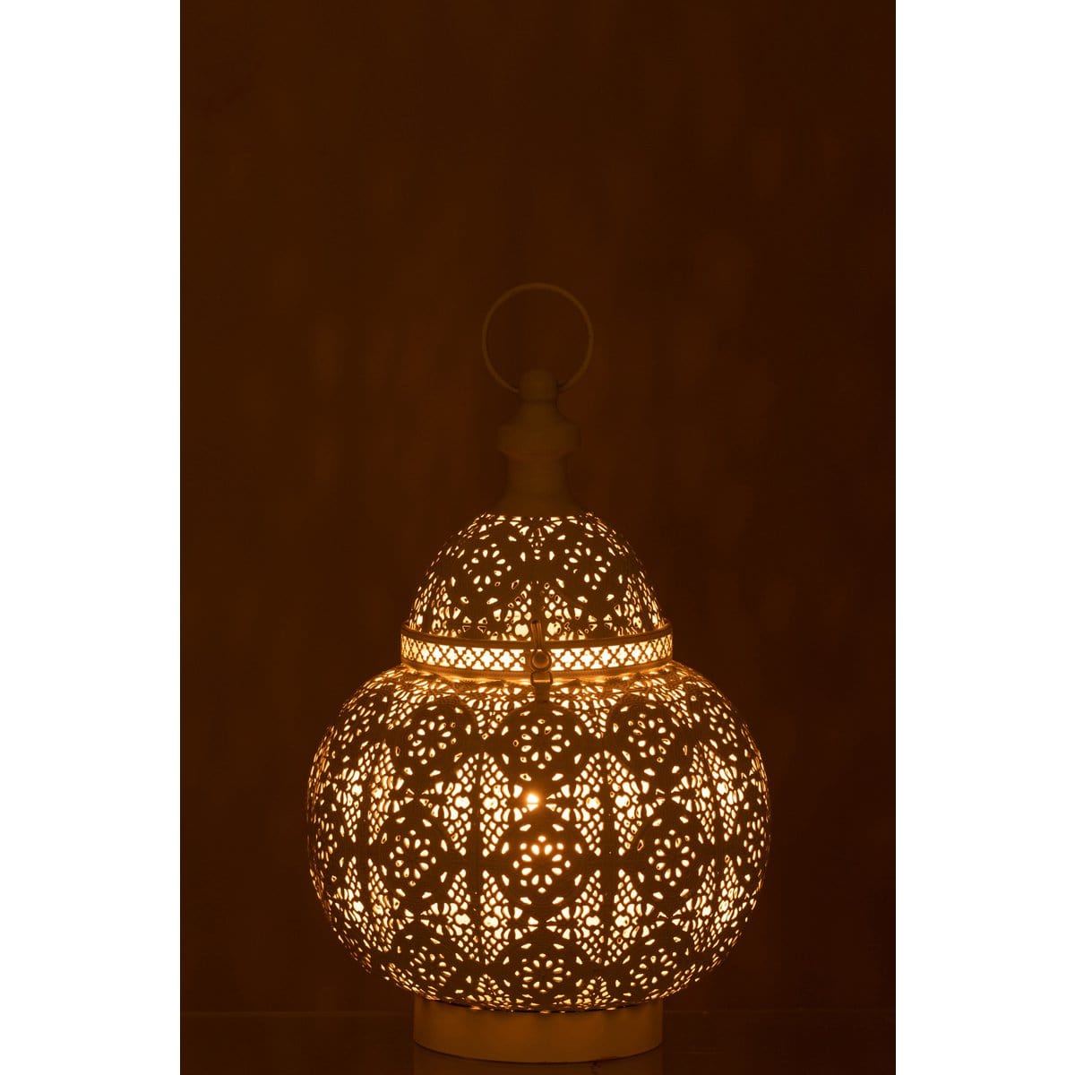 J-Line J-Line lantaarn Rond Oosters - metaal/glas - wit