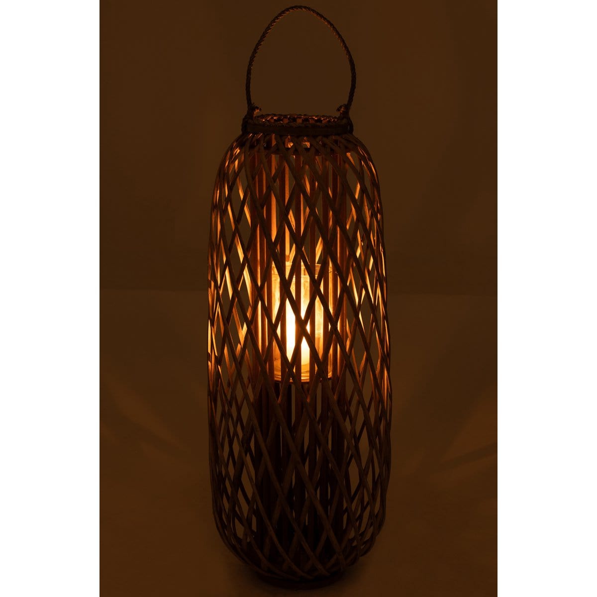 J-Line J-Line lantaarn Willow - hout - grijs - large