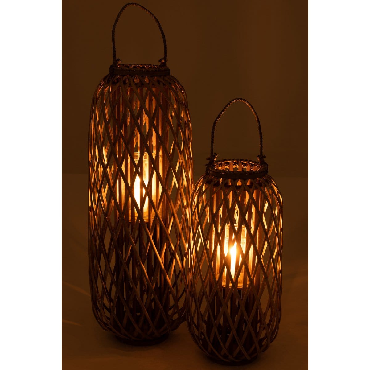 J-Line J-Line lantaarn Willow - hout - grijs - large