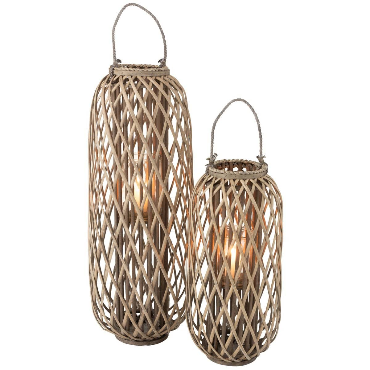 J-Line J-Line lantaarn Willow - hout - grijs - large