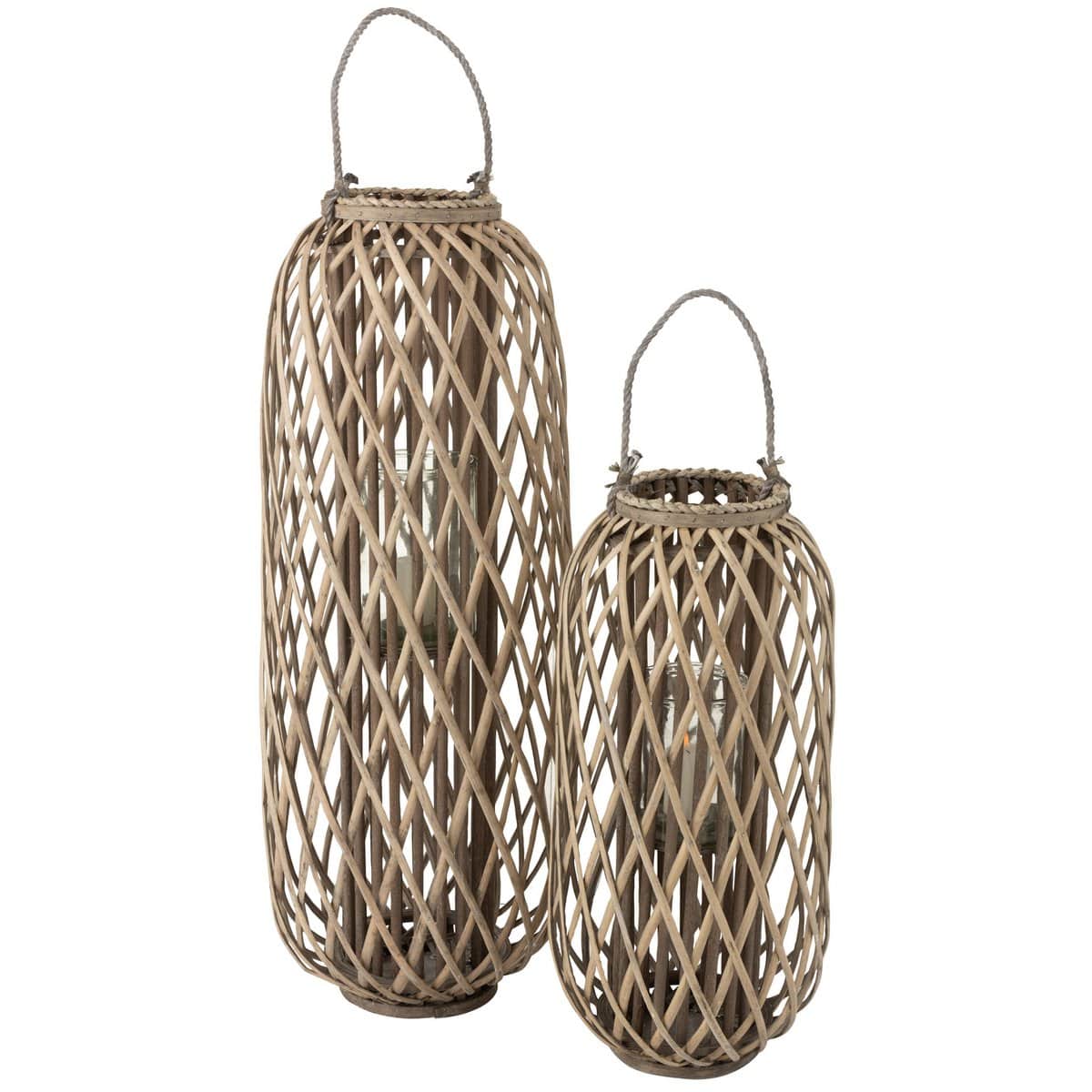 J-Line J-Line lantaarn Willow - hout - grijs - large
