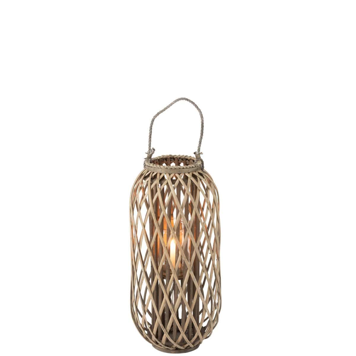 J-Line J-Line lantaarn Willow - hout - grijs - small