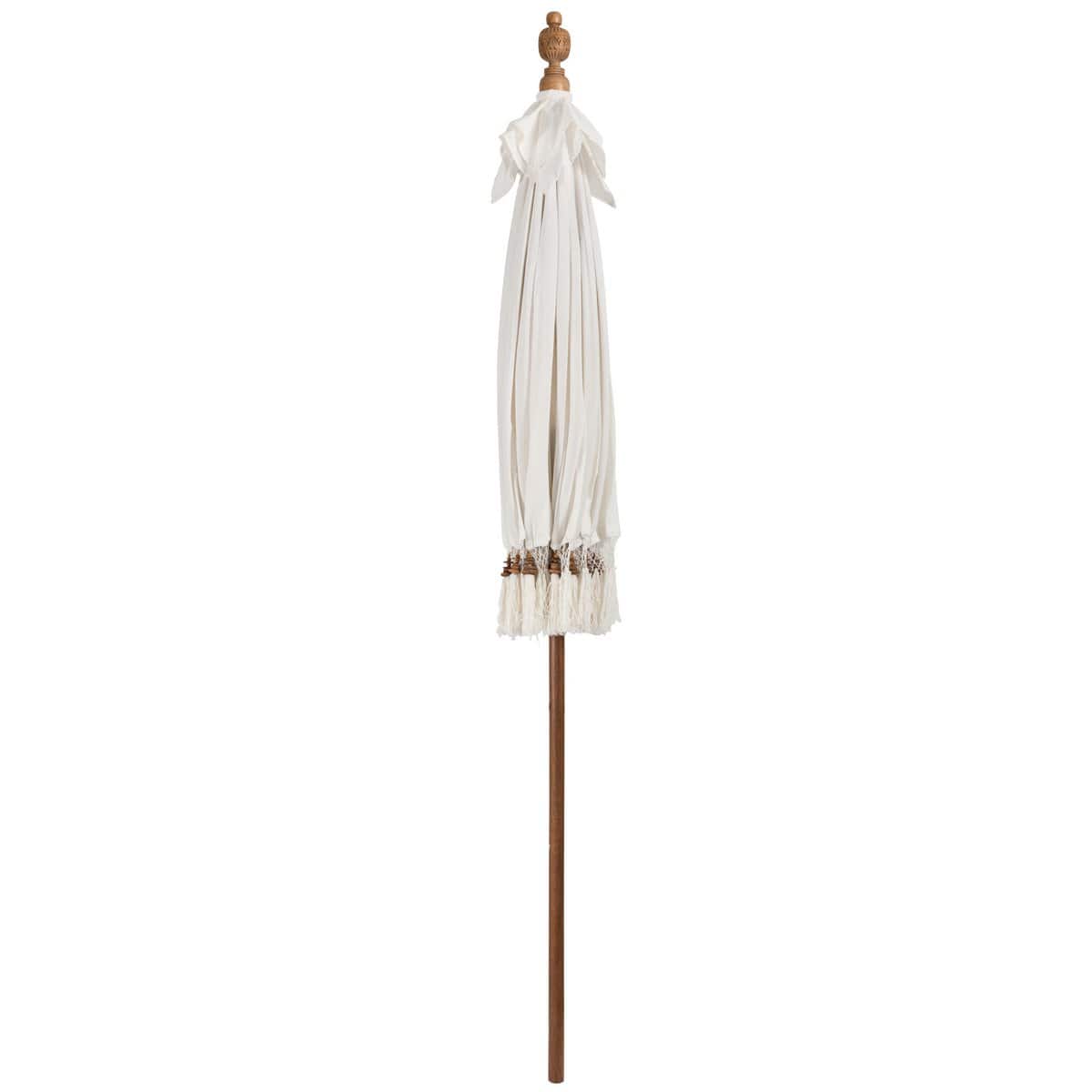 J-Line J-Line Parasol+Kwast Katoen/Hout Wit Bruin Large