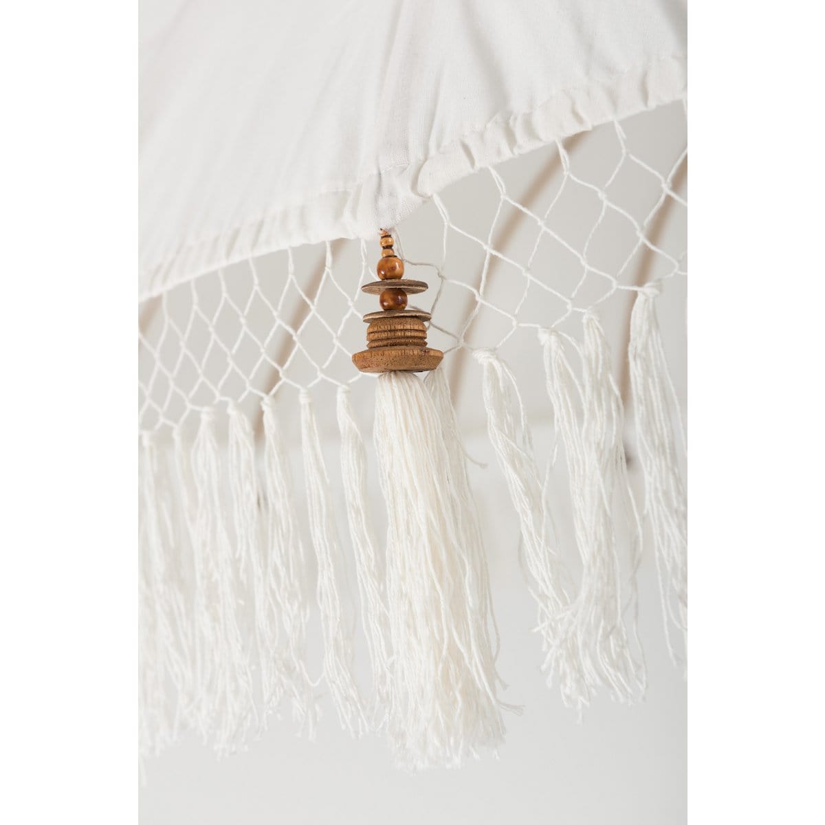 J-Line J-Line Parasol+Kwast Katoen/Hout Wit Bruin Large