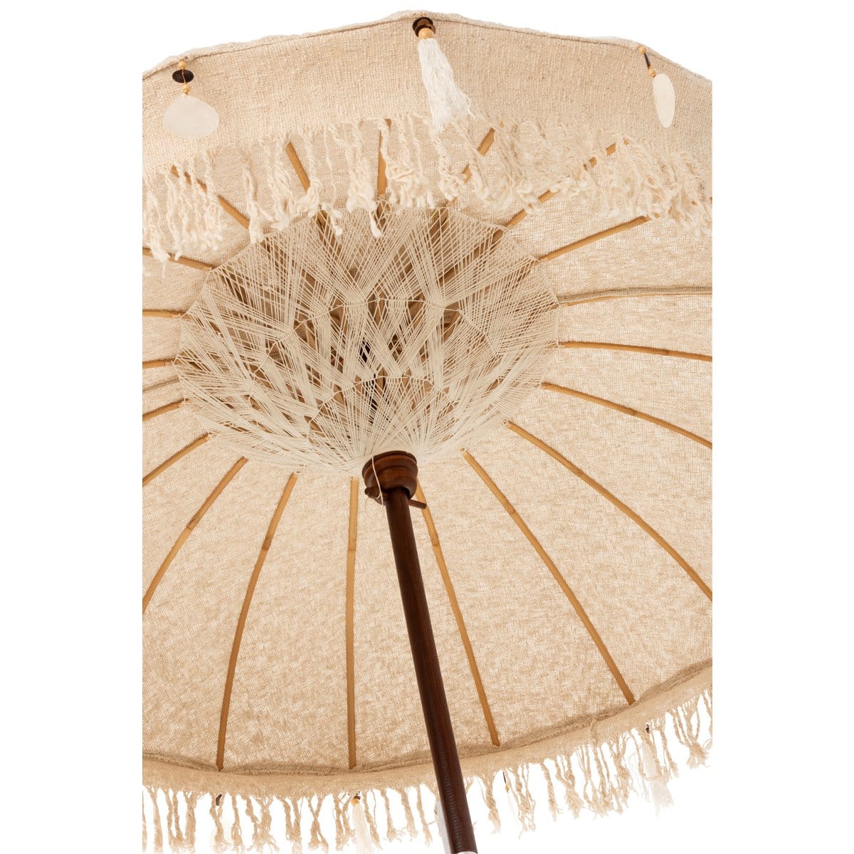J-Line J-Line parasol Kwastjes/Schelpen - hout - beige/donkerbruin - L