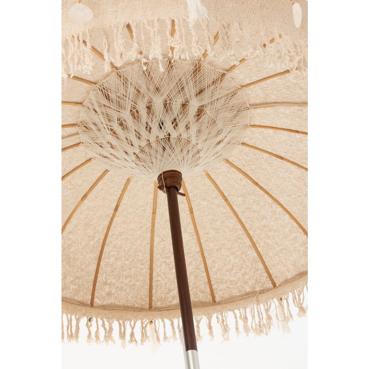 J-Line J-Line parasol Kwastjes/Schelpen - hout - beige/donkerbruin - L