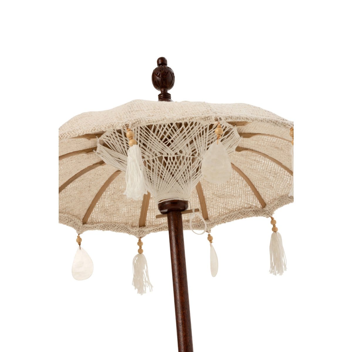 J-Line J-Line parasol + voet Kwastjes/Schelpen - hout - beige/donkerbruin - S
