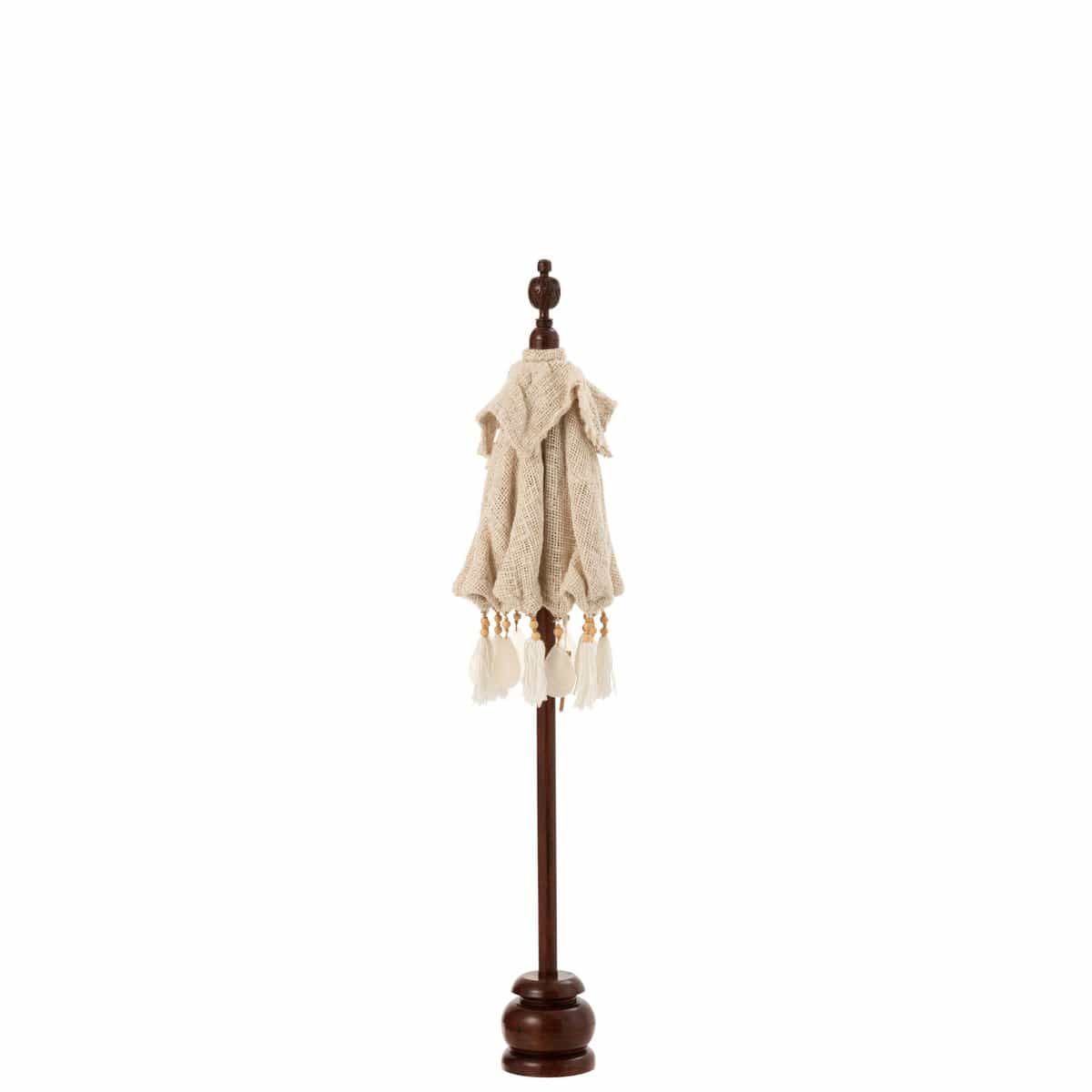 J-Line J-Line parasol + voet Kwastjes/Schelpen - hout - beige/donkerbruin - S