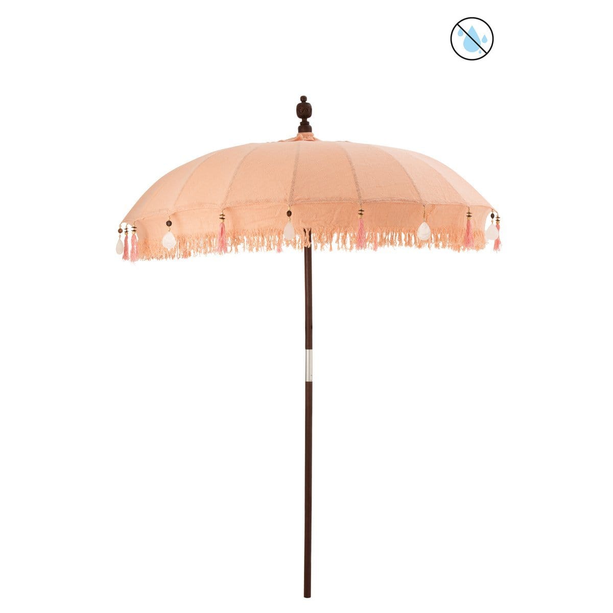 J-Line J-Line parasol + voet Kwastjes/Schelpen - hout - beige/donkerbruin - S