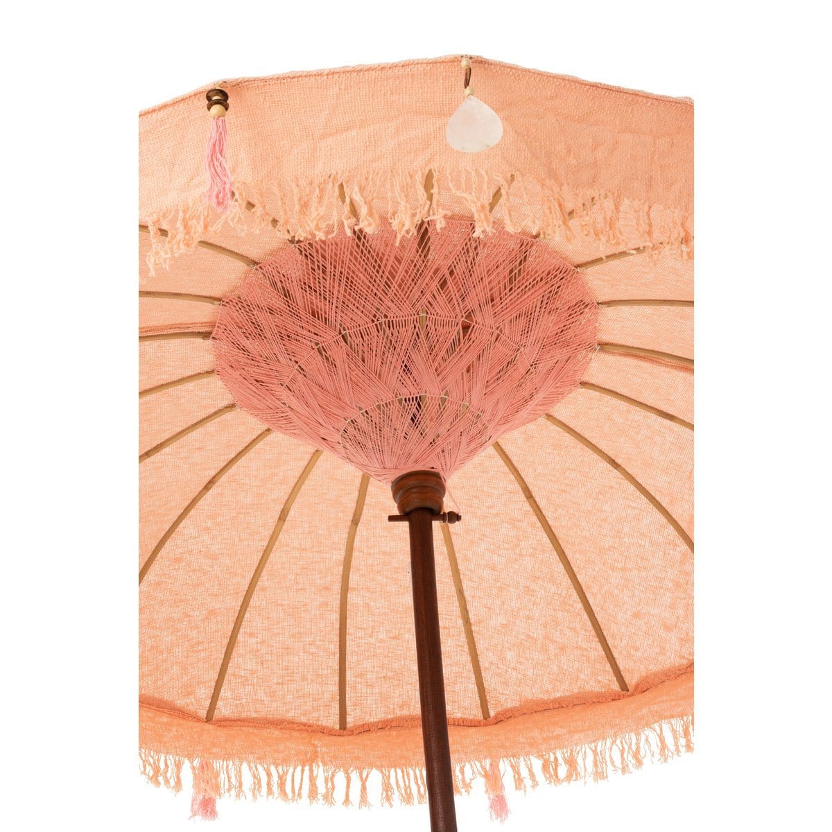 J-Line J-Line parasol + voet Kwastjes/Schelpen - hout - beige/donkerbruin - S