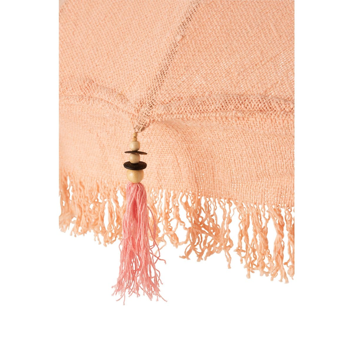 J-Line J-Line parasol + Voet Kwastjes/Schelpen - hout - zalm/donkerbruin - s