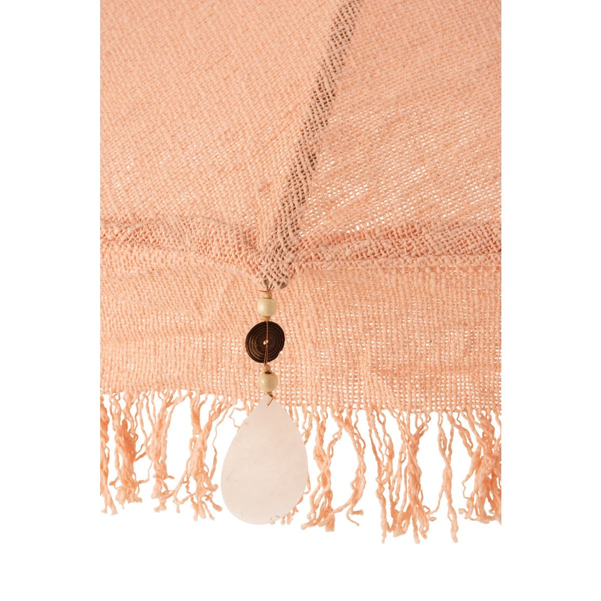 J-Line J-Line parasol + Voet Kwastjes/Schelpen - hout - zalm/donkerbruin - s
