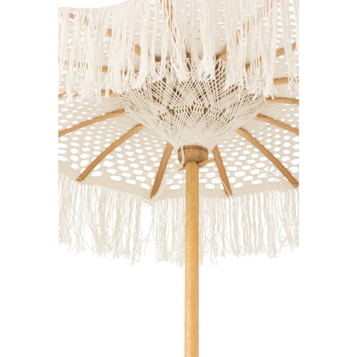 J-Line J-Line parasol + voet Macrame - katoen - wit - S