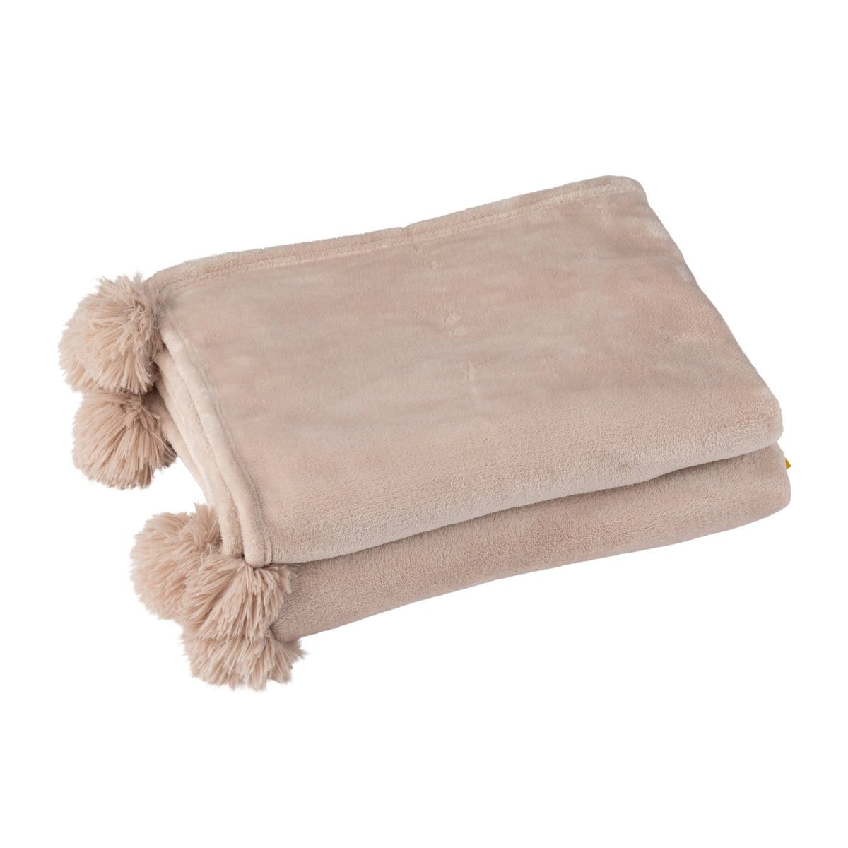 J-Line J-Line Plaid Pompon - polyester - donkerbeige - 170 x 130 cm