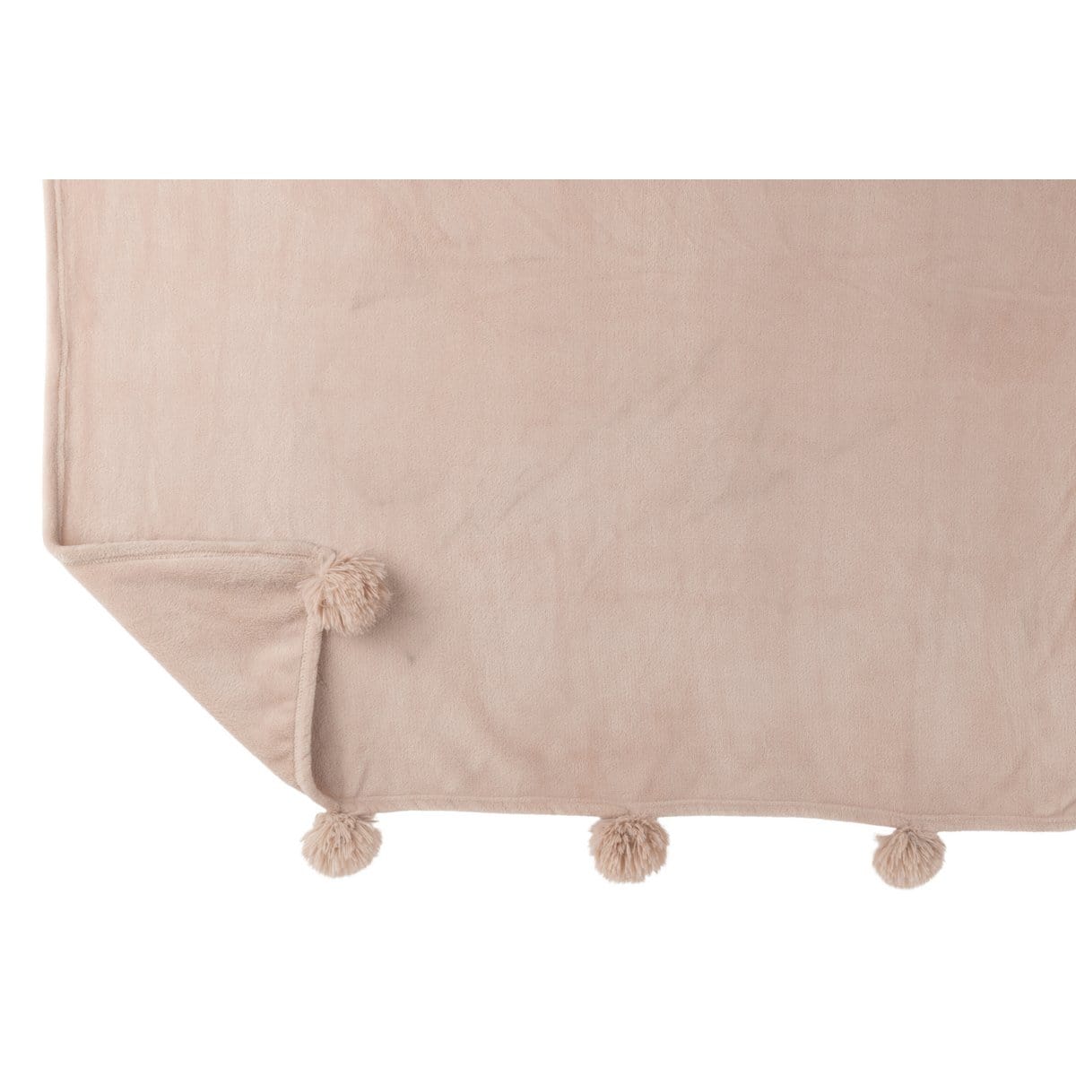 J-Line J-Line Plaid Pompon - polyester - donkerbeige - 170 x 130 cm