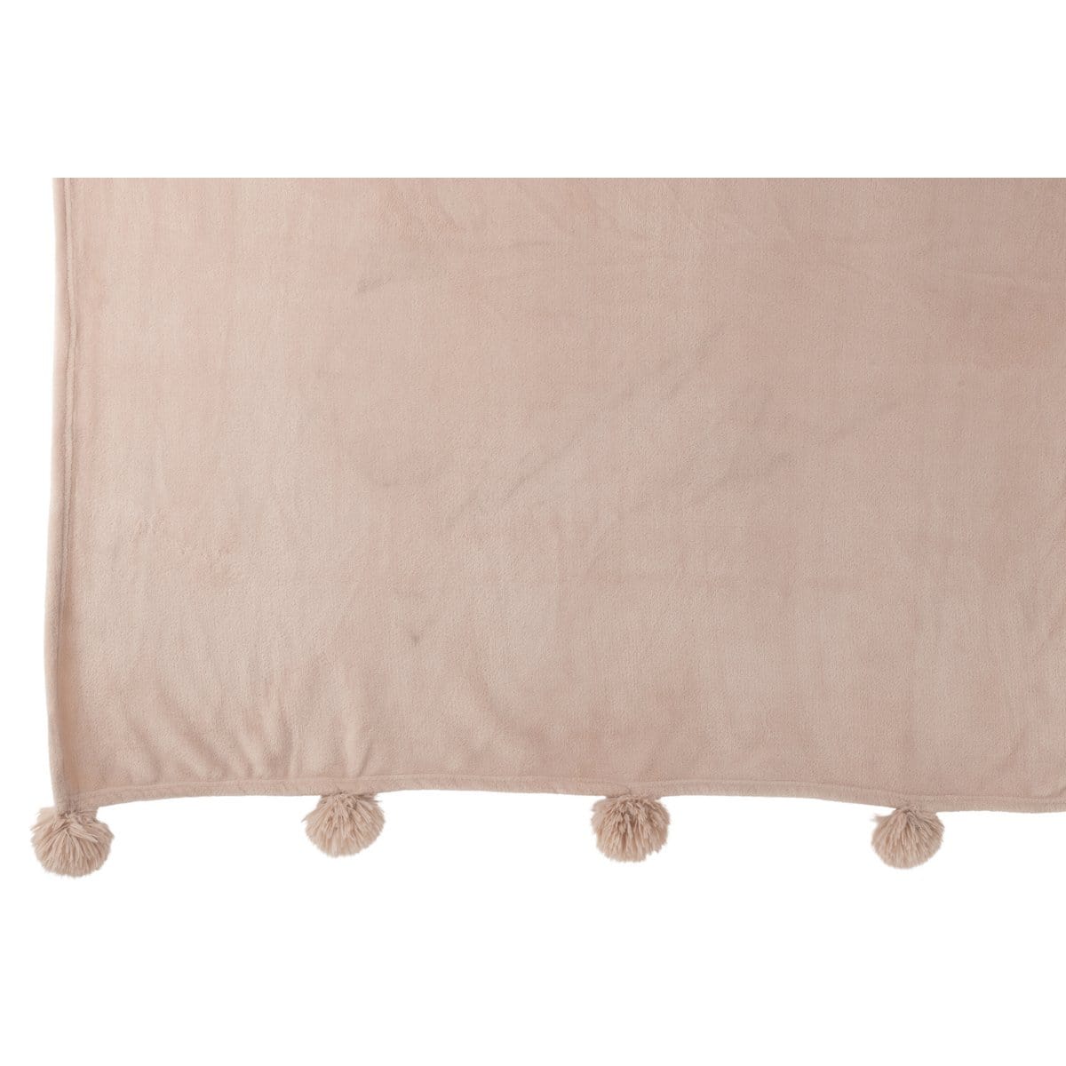 J-Line J-Line Plaid Pompon - polyester - donkerbeige - 170 x 130 cm