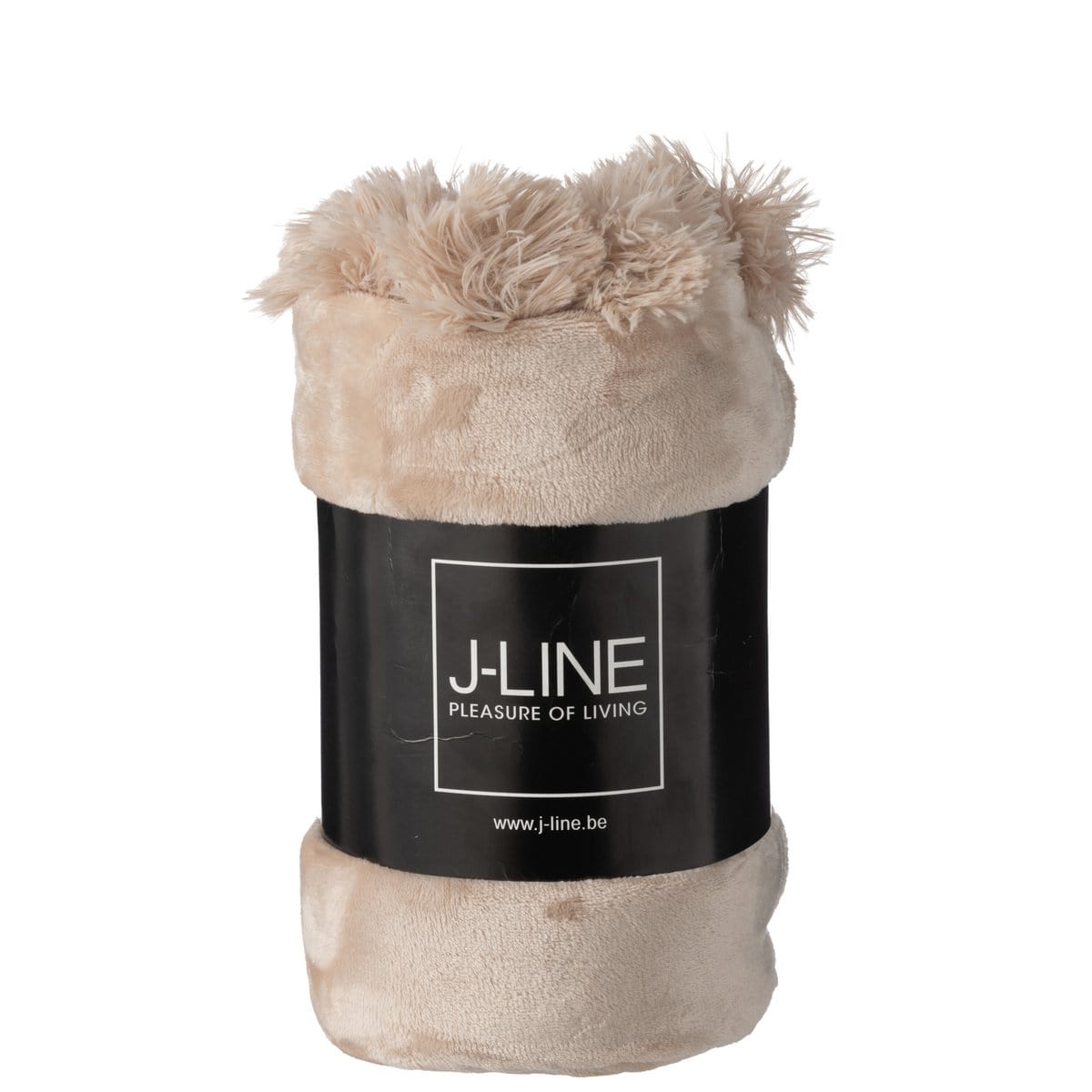 J-Line J-Line Plaid Pompon - polyester - donkerbeige - 170 x 130 cm