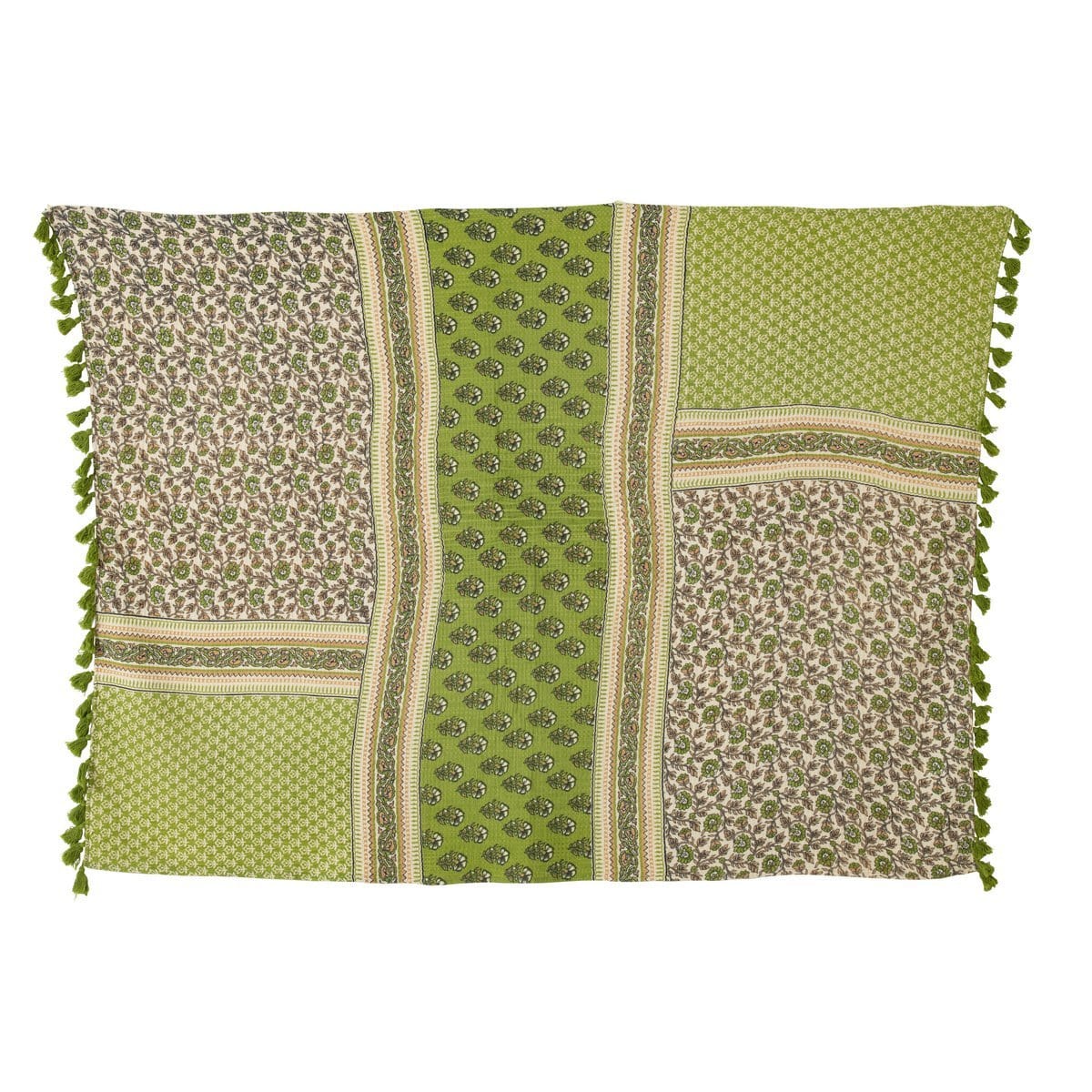 J-Line J-Line Plaid strand bloemen - katoen - groen