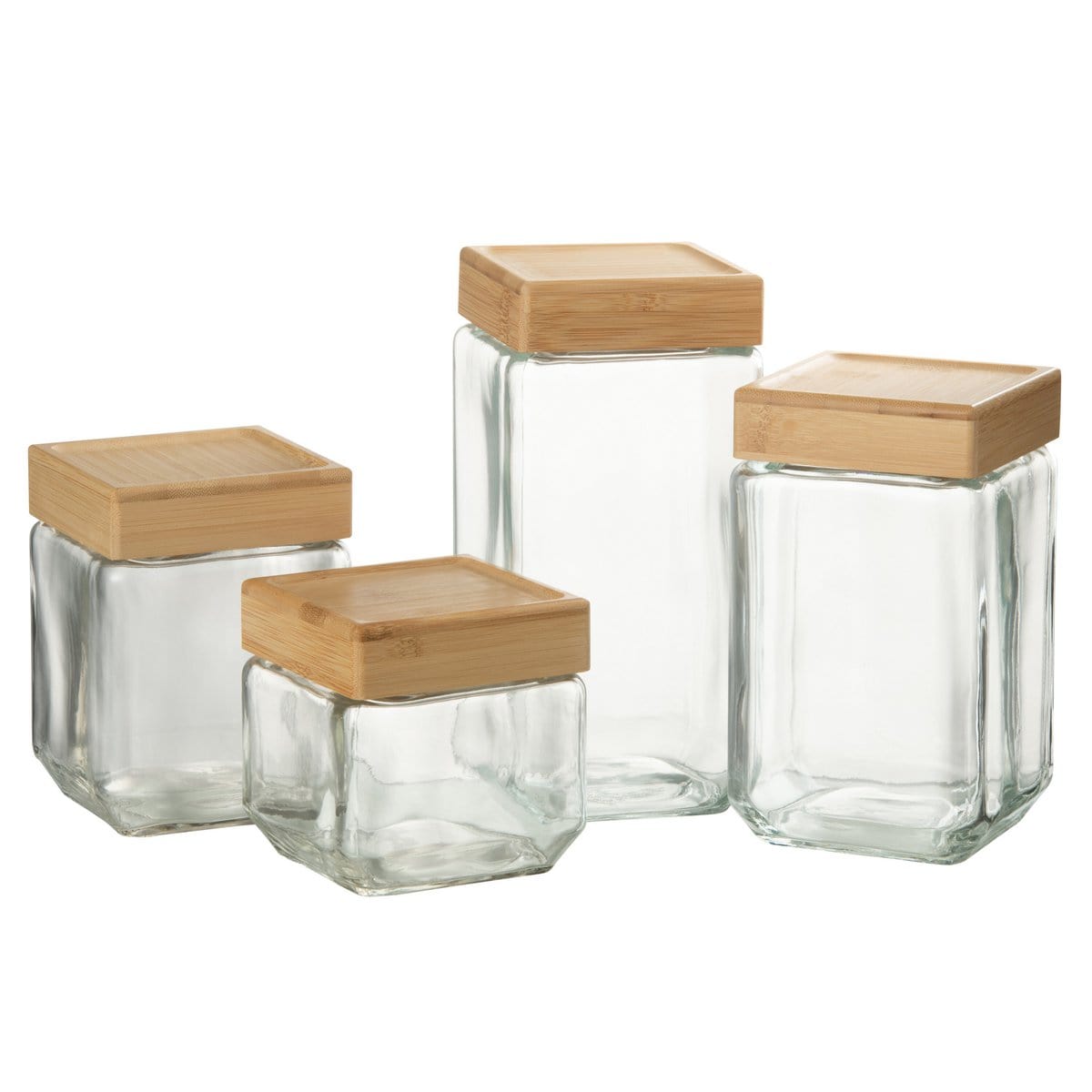 J-Line J-Line Pot In Glas Brad Glas/Bamboo Transparant/Naturel Extralarge