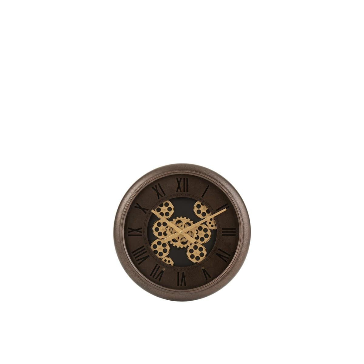 J-Line J-Line Radars Romeinse Cijfers klok - metaal - bruin/ goud - Ø 52 cm