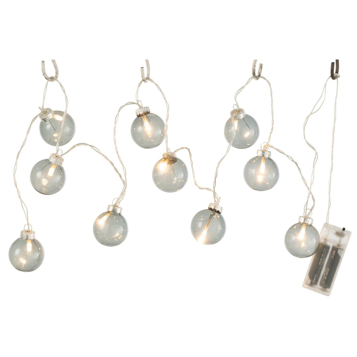 J-Line J-Line Slinger 10 Ballen + Effen - glas - donkergrijs - LED lichjtes