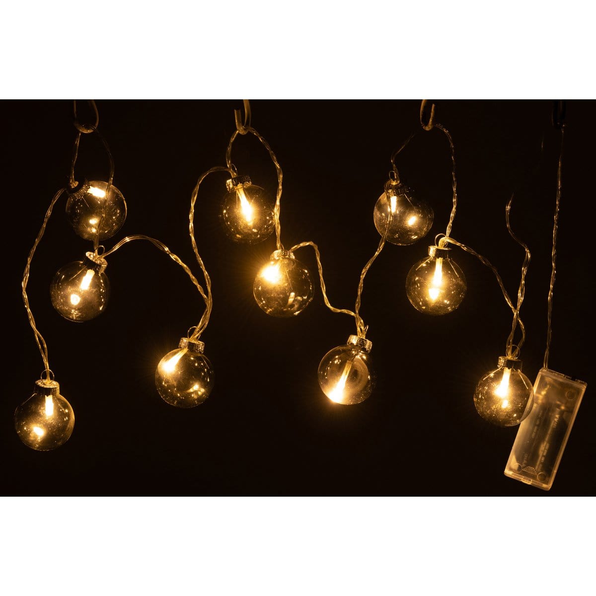 J-Line J-Line Slinger 10 Ballen + Effen - glas - donkergrijs - LED lichjtes