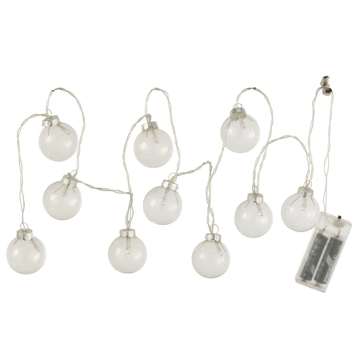 J-Line J-Line Slinger 10 Ballen + Effen - glas - transparant - LED lichtjes