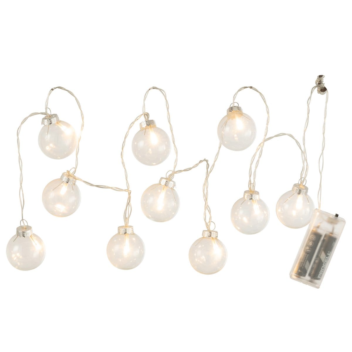 J-Line J-Line Slinger 10 Ballen + Effen - glas - transparant - LED lichtjes