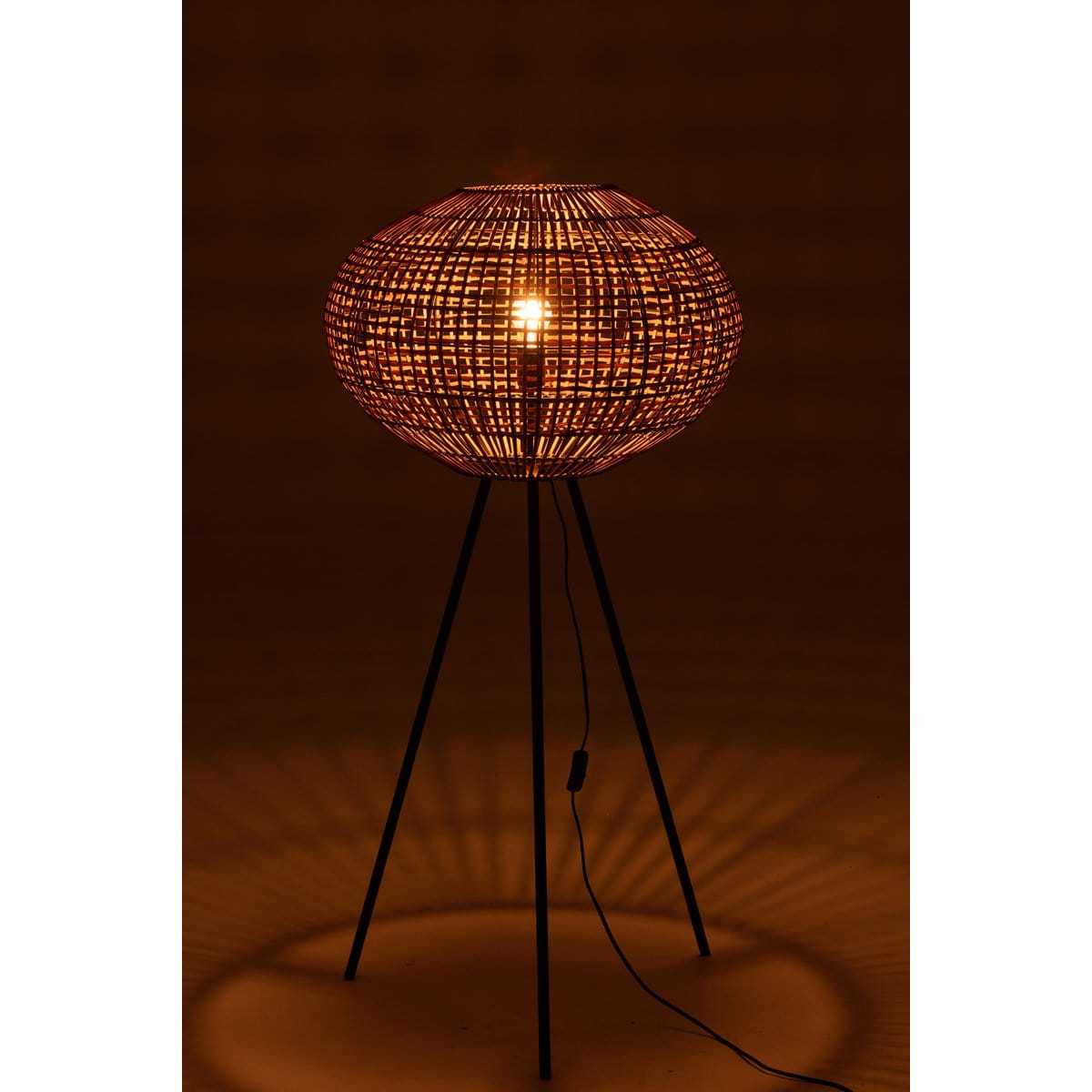 J-Line J-Line Staanlamp Driepoot - rotan/metaal - bruin/zwart - small