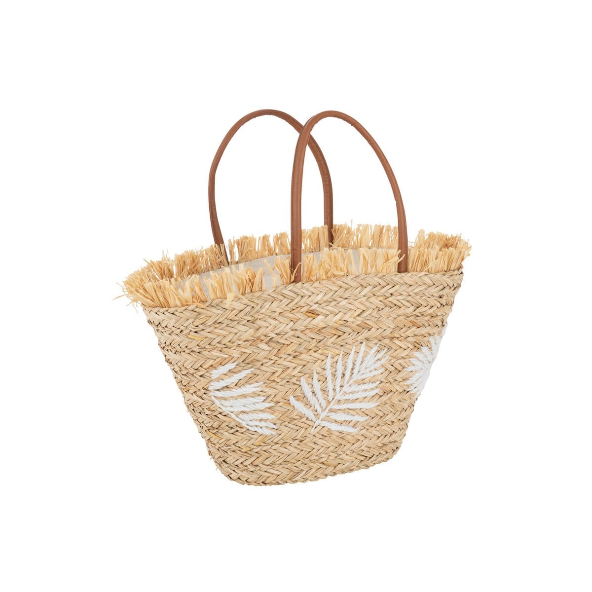 J-Line J-Line Strandtas Blad Jute Naturel/Wit